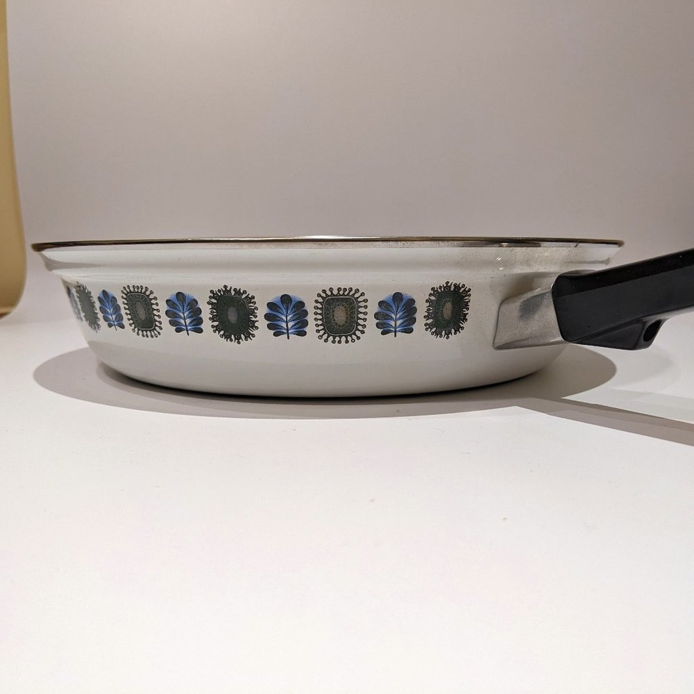 Vintage 60s 70s Austria Email Kronborg Enamel Ware Metal Cooking Skillet Frypan